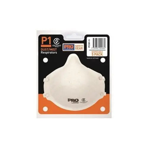Pro Choice Respirator P1, No Valve 5 Piece Blister Pack PC301-5 PPE Pro Choice
